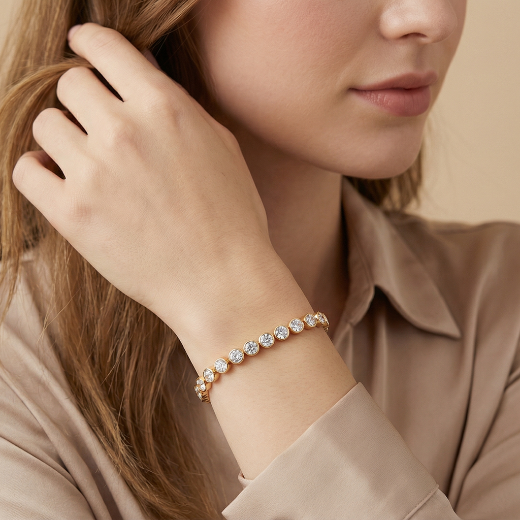 Women's Korean-style Crystal Silver-plated Bracelet