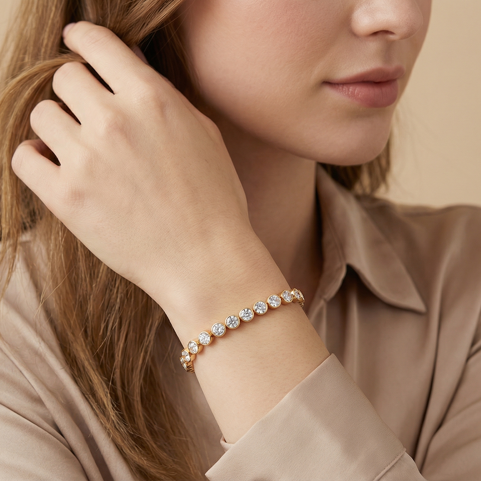 Women's Korean-style Crystal Silver-plated Bracelet