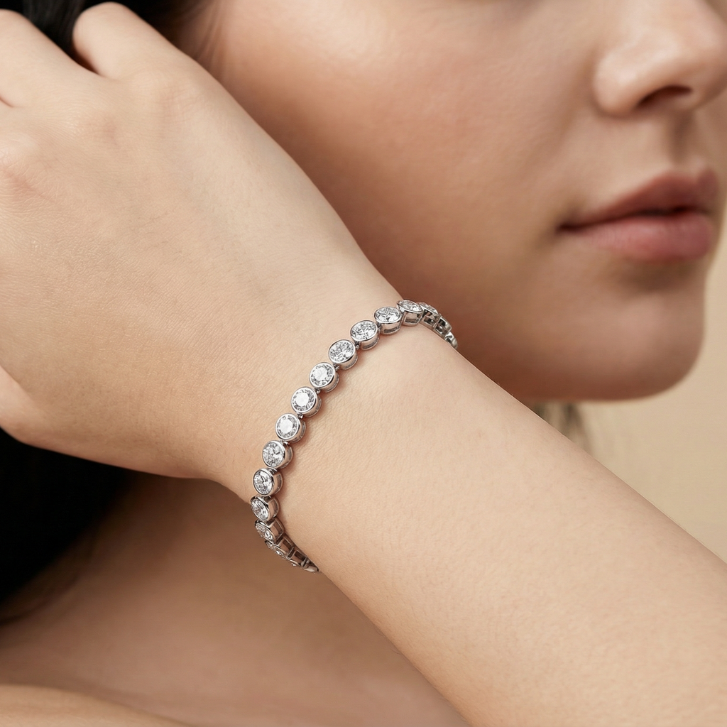 Women's Korean-style Crystal Silver-plated Bracelet