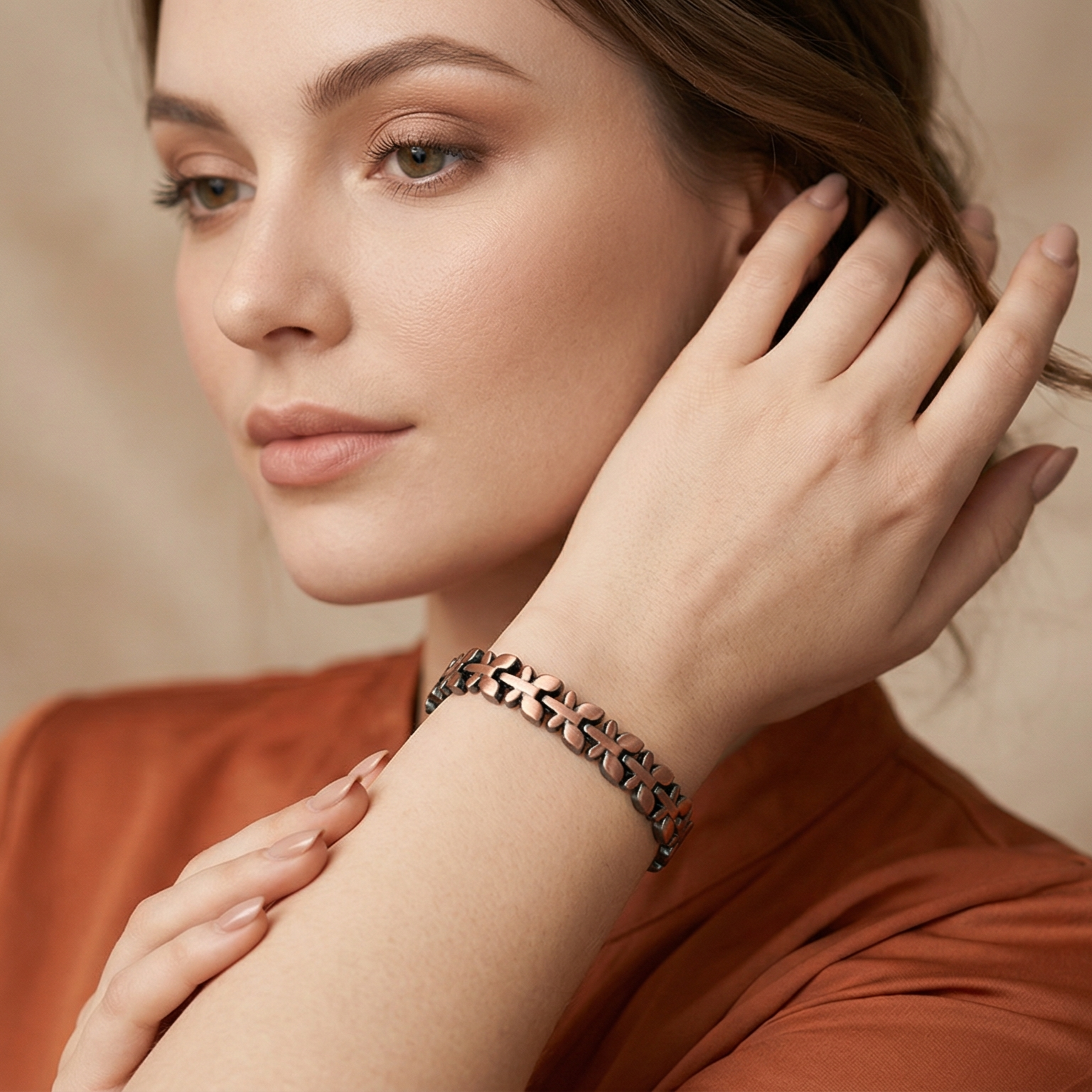 Bronze Magnet Bracelet Retro Fashion Three Rows Full Magnet Detachable Couple Bracelet