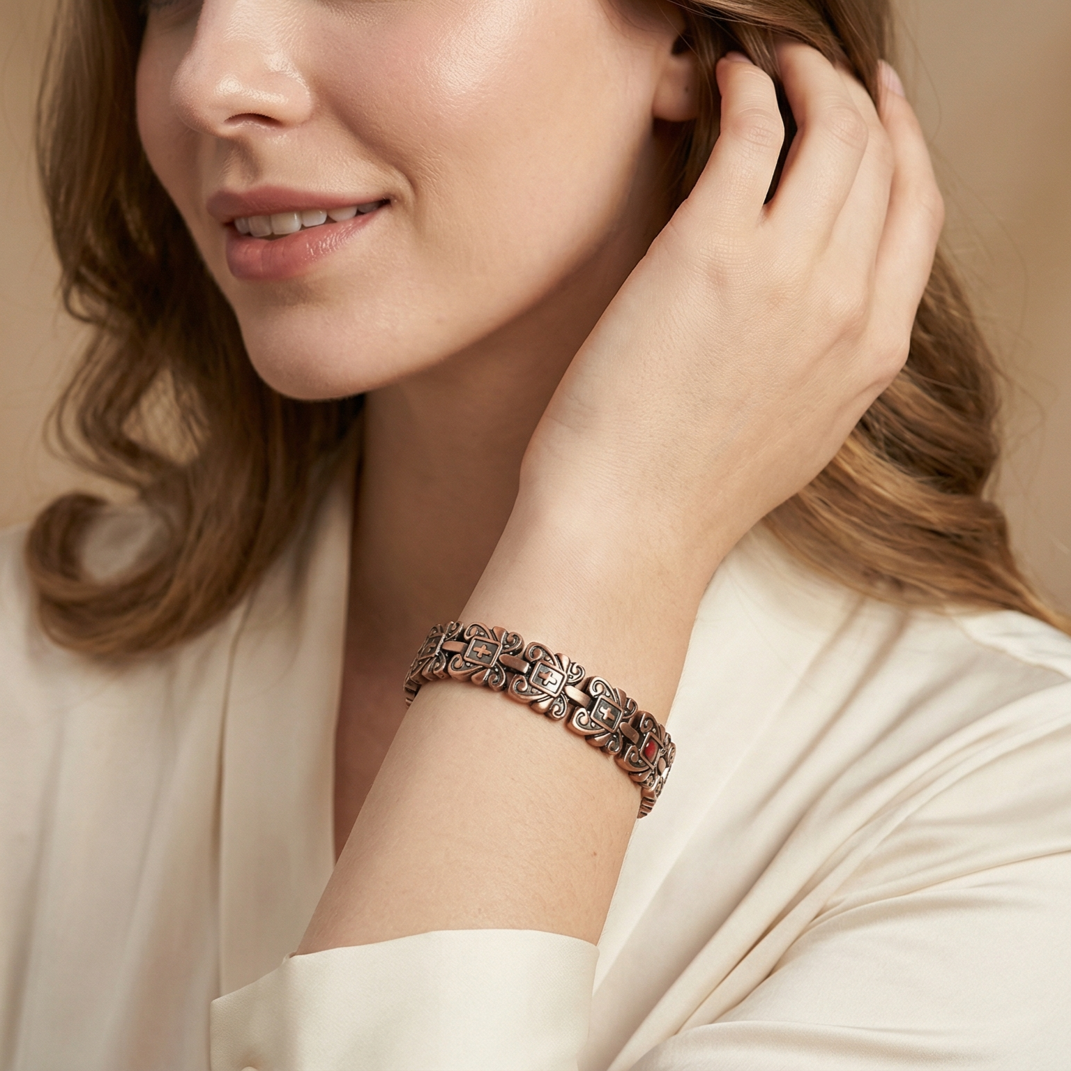 Bronze Magnet Bracelet Retro Fashion Three Rows Full Magnet Detachable Couple Bracelet