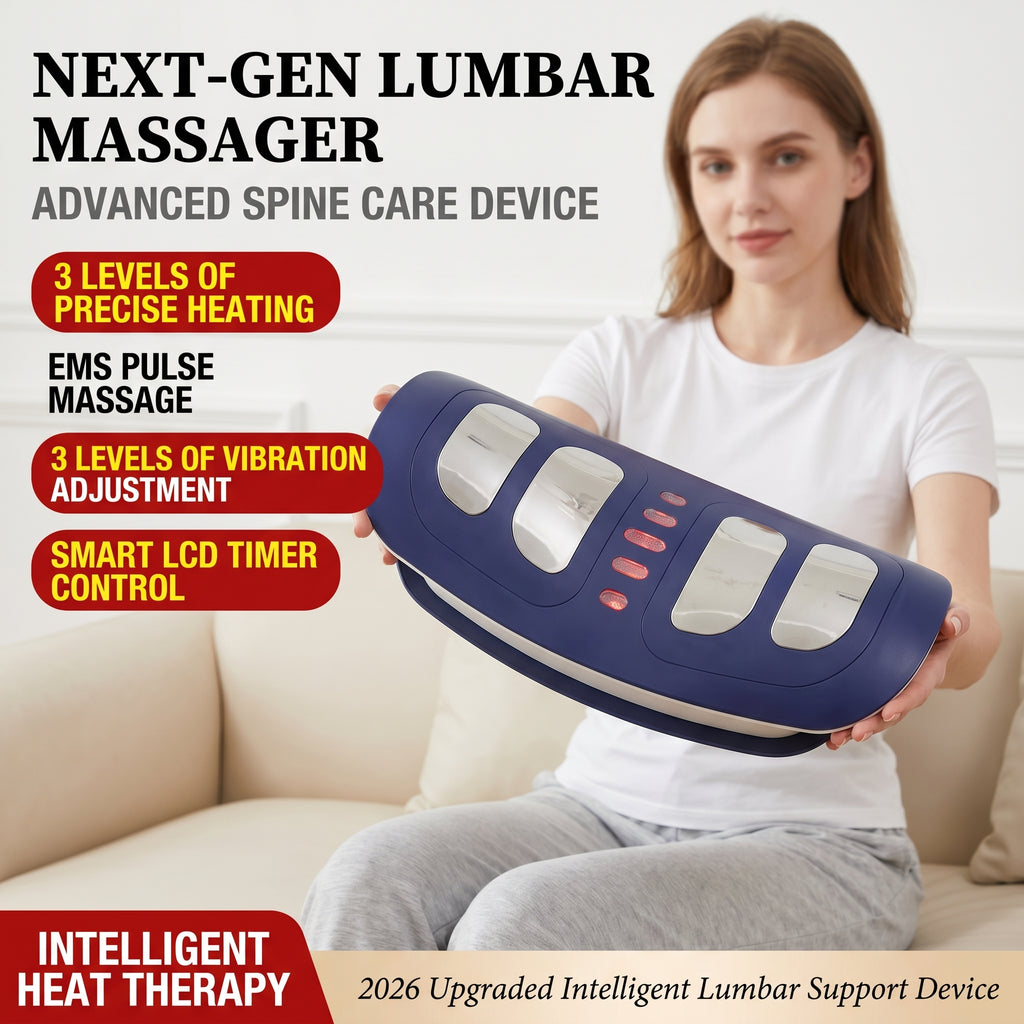 5-in-1 Electric Lumbar Massager — 4-Zone EMS, Airbag Traction, Heat Therapy, Vibration & Smart Timer | Rechargeable Spine Decompression Device