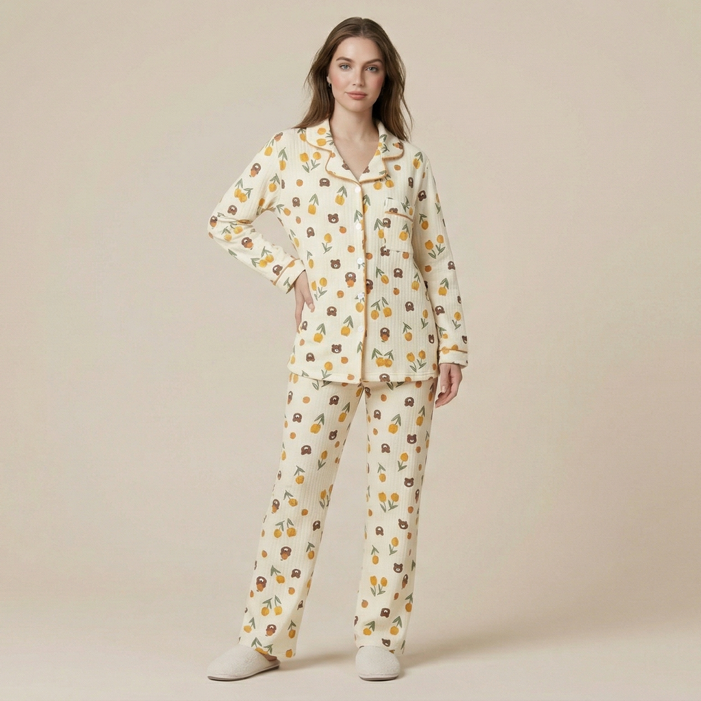 Women's Winter Thick Loose Air Cotton Pajamas Suit
