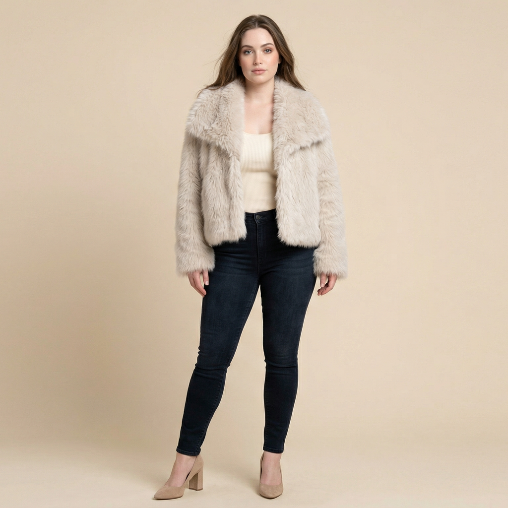 Winter Plush Coat Fashion Warm Thicken Fluffy Lapel Jacket Outwear Casual Long Sleeve Tops Womens Clothing