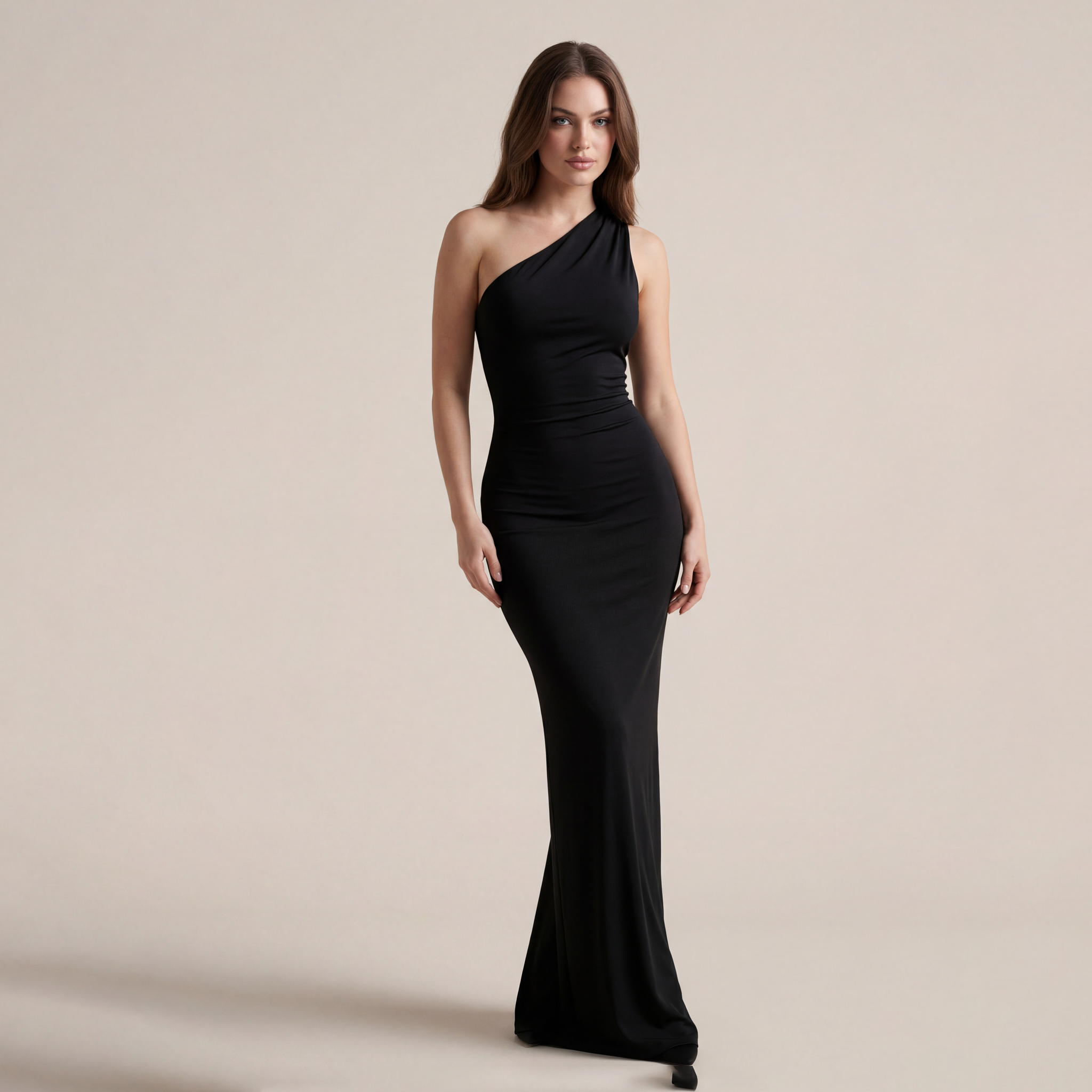 Women's Plain Ruched O-ring Backless Halter Neck Party Dress