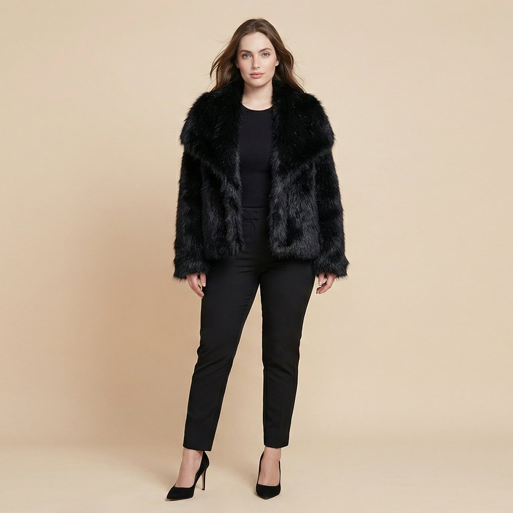 Winter Plush Coat Fashion Warm Thicken Fluffy Lapel Jacket Outwear Casual Long Sleeve Tops Womens Clothing