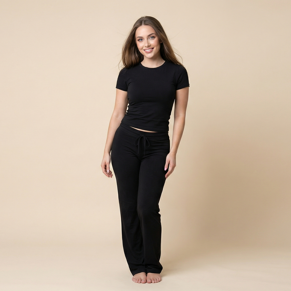 Casual Suit Short Sleeve Top And Trousers Homewear