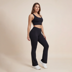 Women's High Waist Ruched Flare Leg Sports Groove Leggings