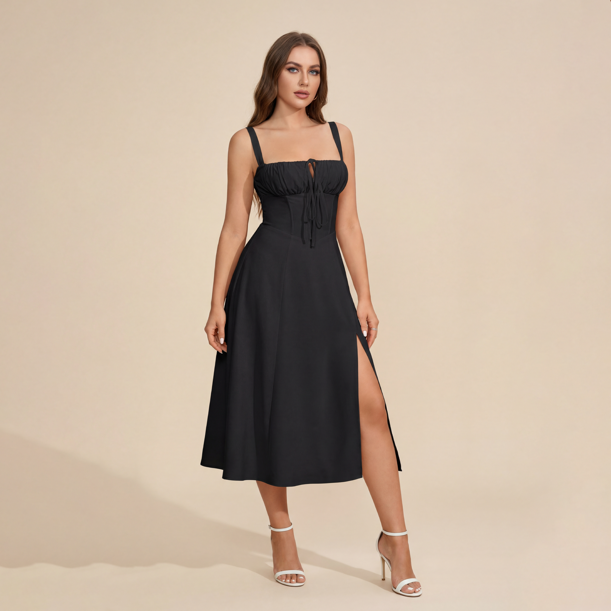 Mid-length Corset Elegant Slit Lace-up Women's Outing Leisure Dress