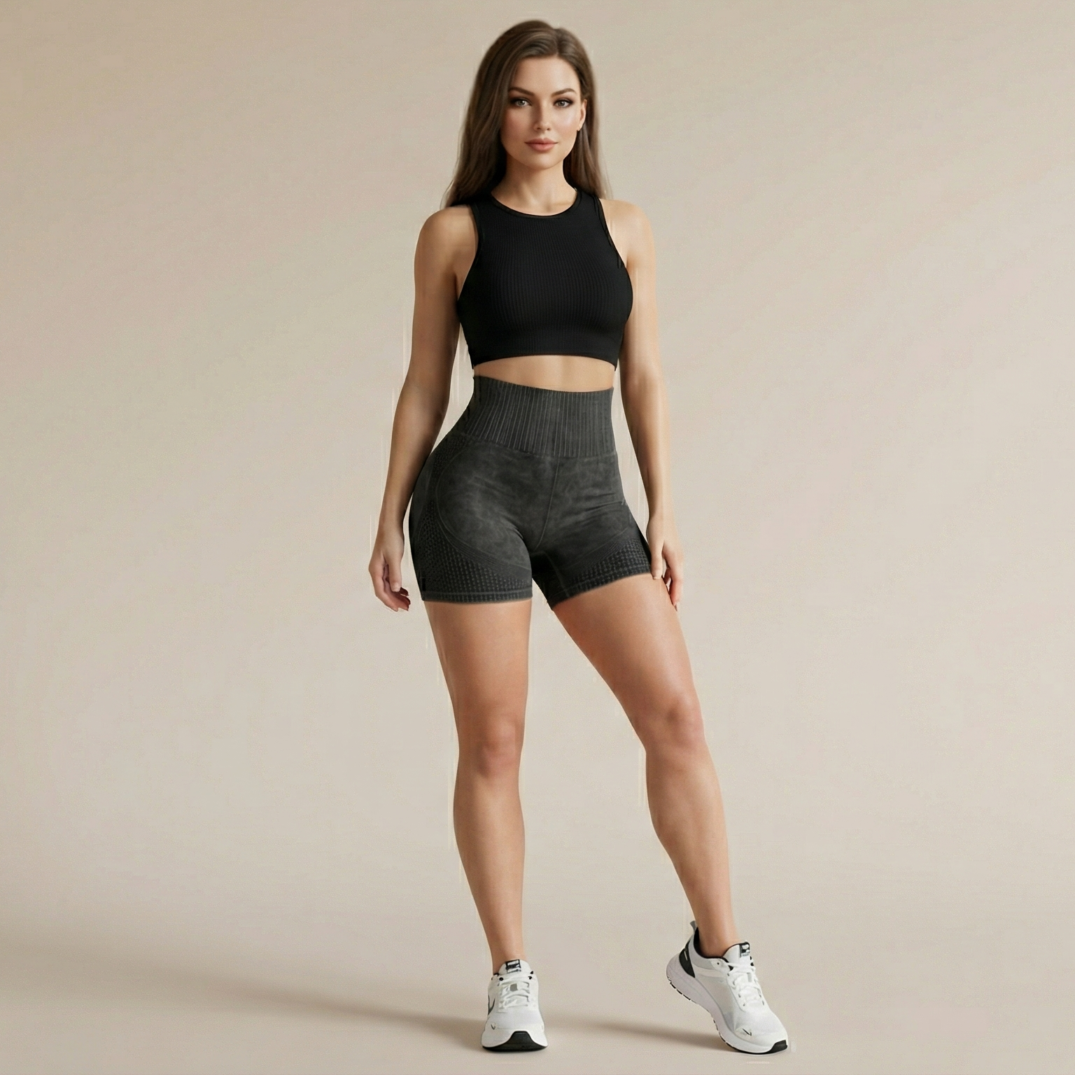 High-waisted Hip-lifting Fitness Pants Solid Color Quick-drying Tight Running Sports Yoga Shorts Women