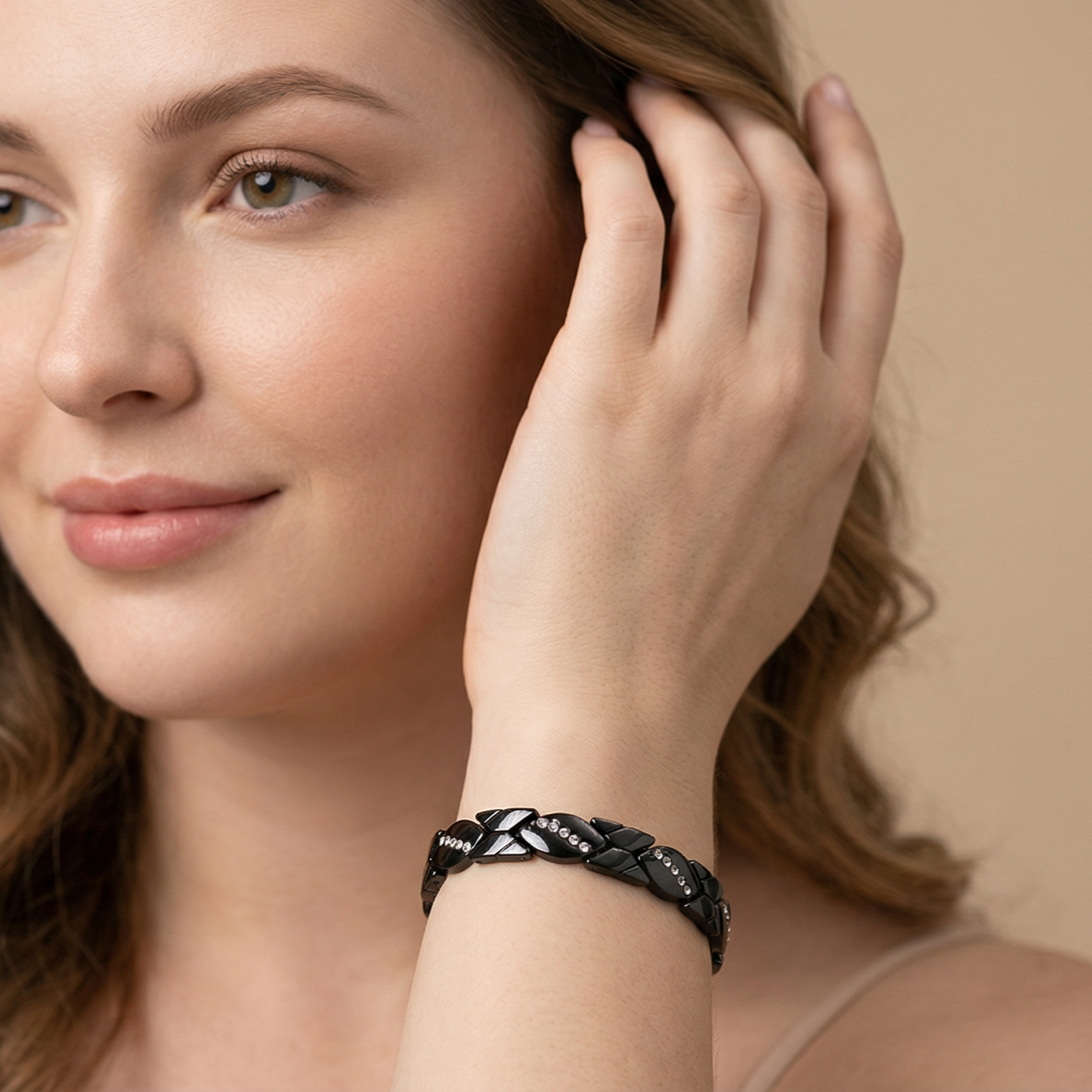 Leaves Diamond Magnet Bracelet Bronze Brushed