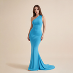 Women's Plain Ruched O-ring Backless Halter Neck Party Dress
