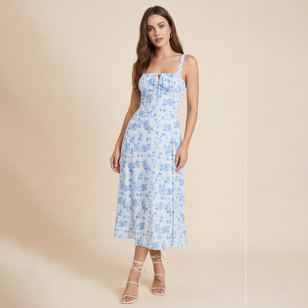 Mid-length Corset Elegant Slit Lace-up Women's Outing Leisure Dress