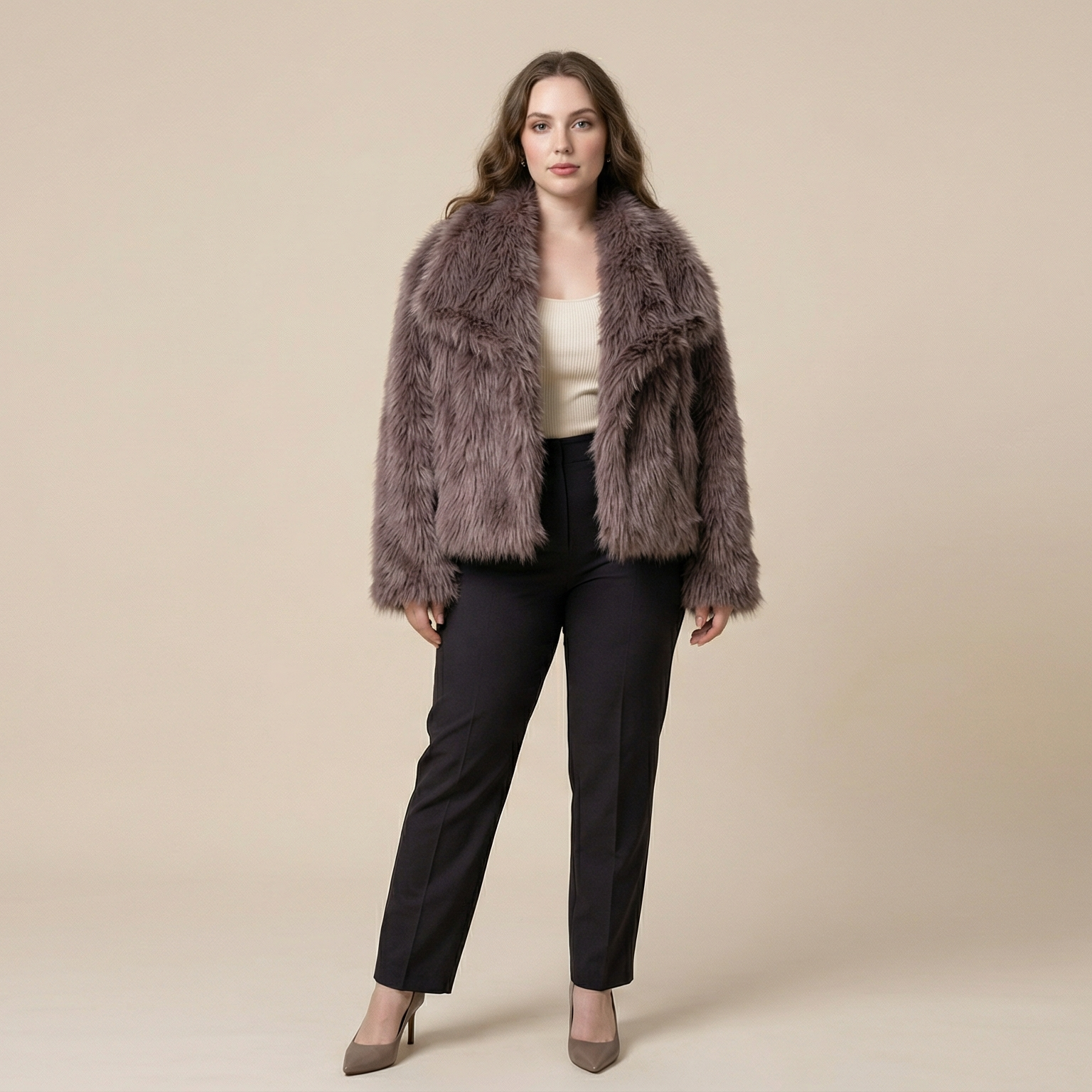 Winter Plush Coat Fashion Warm Thicken Fluffy Lapel Jacket Outwear Casual Long Sleeve Tops Womens Clothing