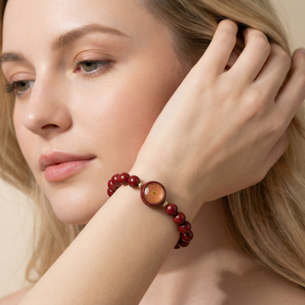 Cinnabar Small Perfect Heart Mantra Bracelet