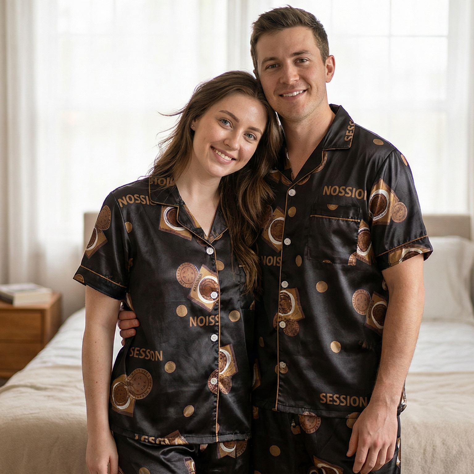 Couple Pajamas Ice Silk Summer Short-sleeved Female