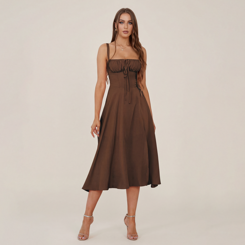 Mid-length Corset Elegant Slit Lace-up Women's Outing Leisure Dress