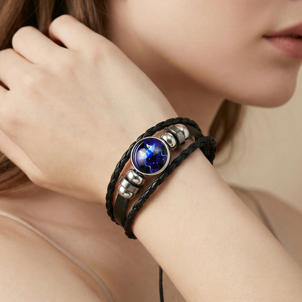 12 Zodiac Constellation Bracelet Luminous Braided Design Bracelet For Men Women Kids