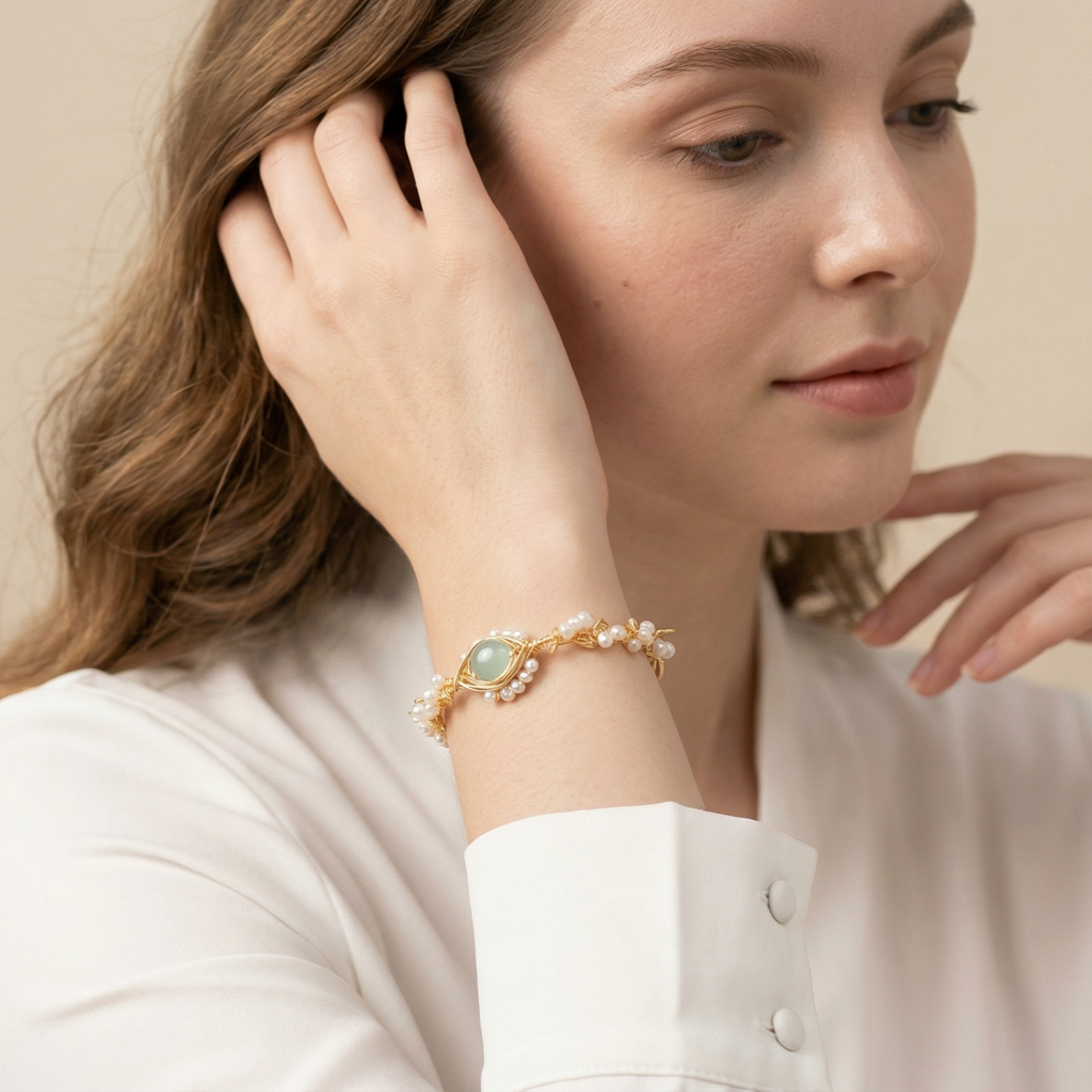 Pearl Bracelets For Women Gold Plating Pearl Bracelet Gold Wire Braided Vintage Style Bracelets Cuff Bracelets Fashion Bracelet