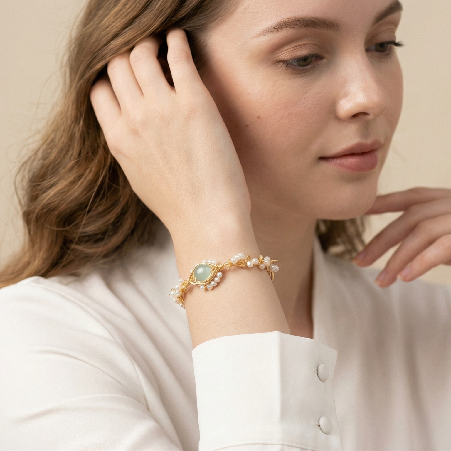Pearl Bracelets For Women Gold Plating Pearl Bracelet Gold Wire Braided Vintage Style Bracelets Cuff Bracelets Fashion Bracelet