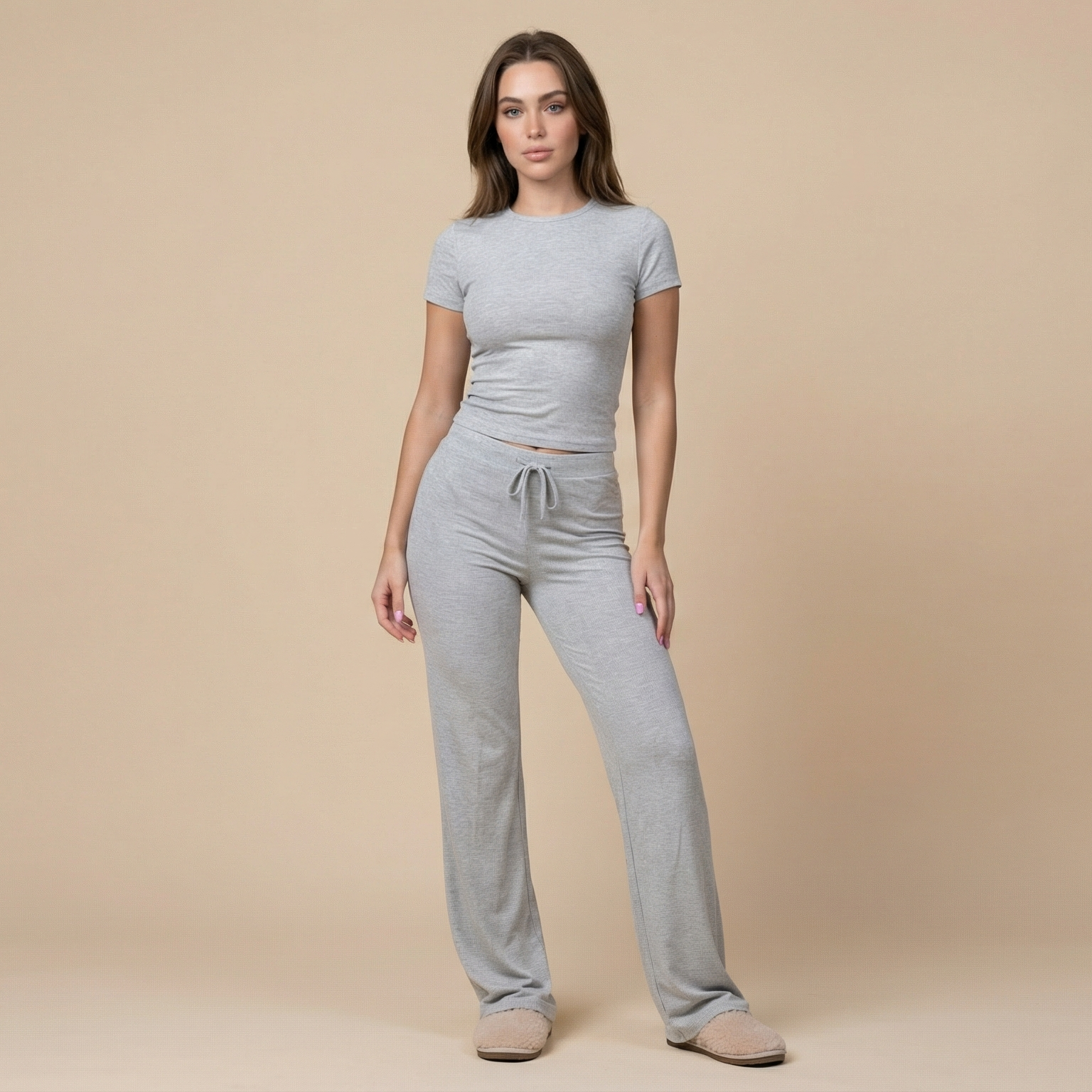 Casual Suit Short Sleeve Top And Trousers Homewear