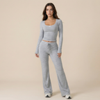 Women's Long-sleeved T-shirt Straight Pants Suit