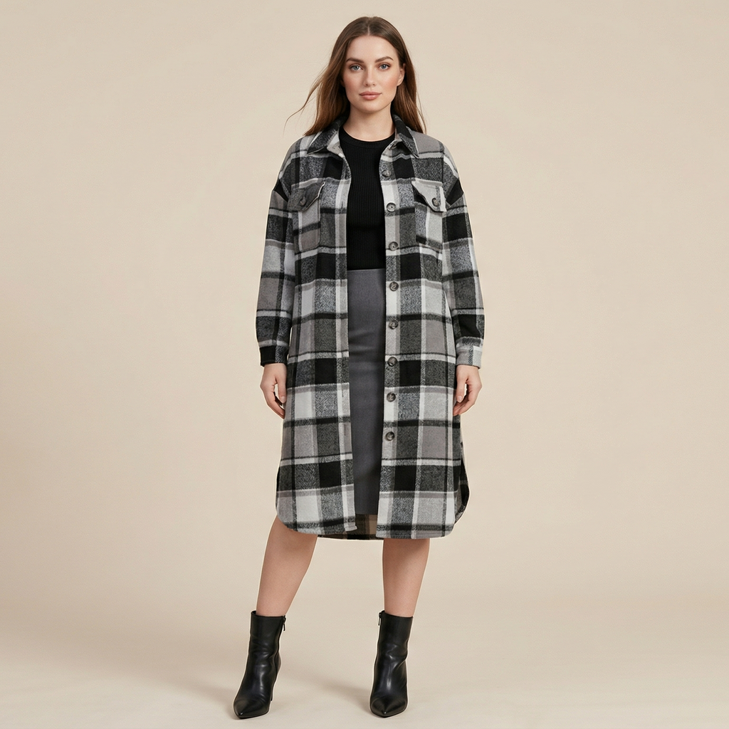 Coat Side Slit Lapel Loose Wool