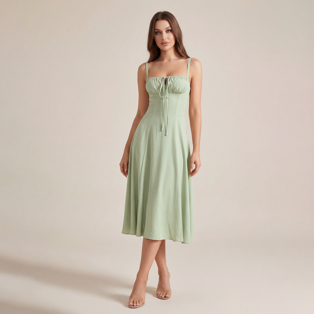 Mid-length Corset Elegant Slit Lace-up Women's Outing Leisure Dress
