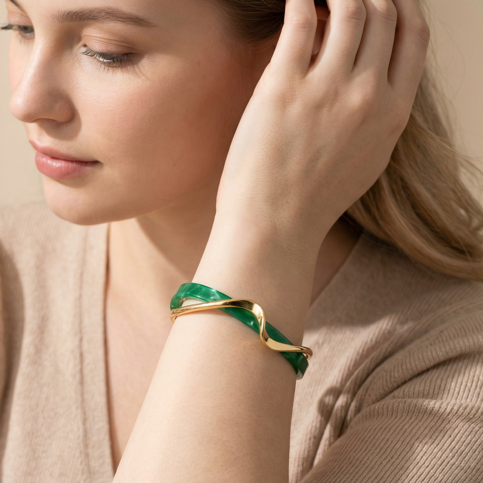 Light-luxury Panel Curved Metal-textured Korean-style Trendy Social Media Worthy Jewelry
