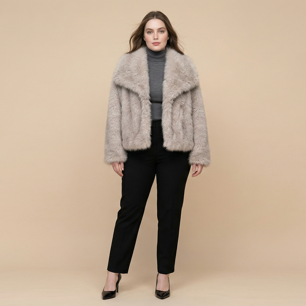 Winter Plush Coat Fashion Warm Thicken Fluffy Lapel Jacket Outwear Casual Long Sleeve Tops Womens Clothing
