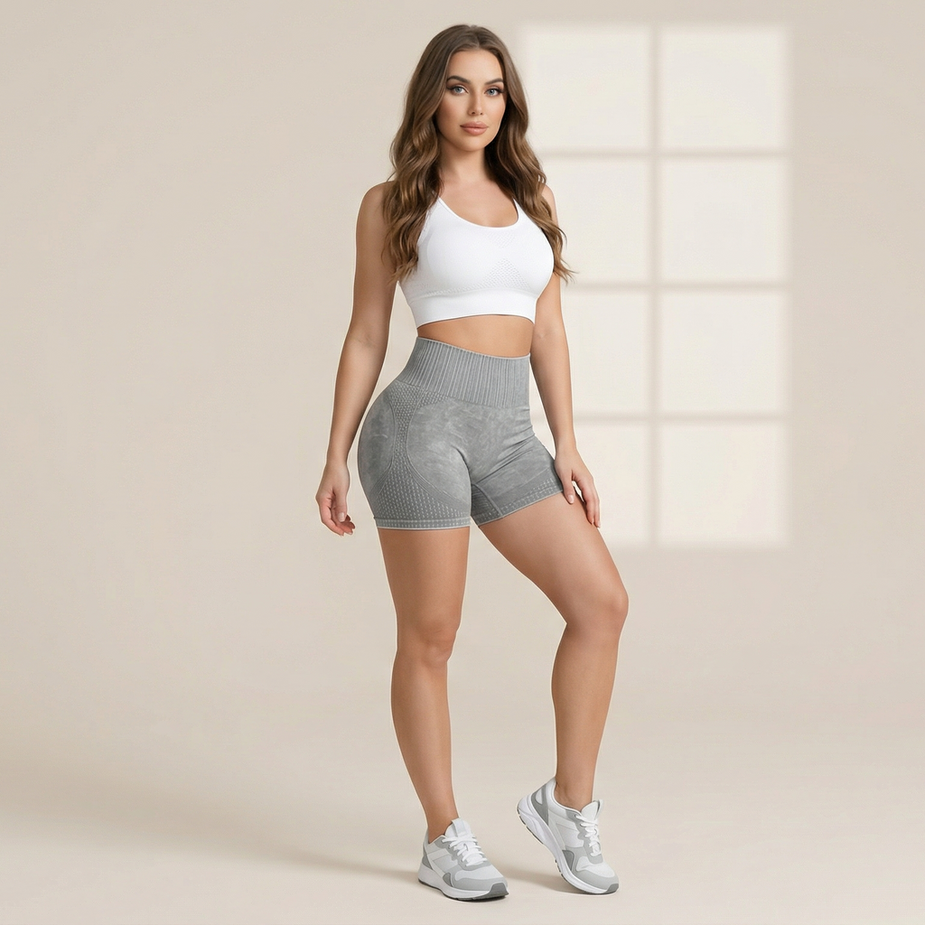 High-waisted Hip-lifting Fitness Pants Solid Color Quick-drying Tight Running Sports Yoga Shorts Women