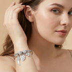 DIY Beaded Owl Angel Wings Pendant Stainless Steel Bracelet
