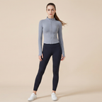 Women's Thumb Holes Zip Up Sports Jacket, Sporty Plain Long Sleeve Tops