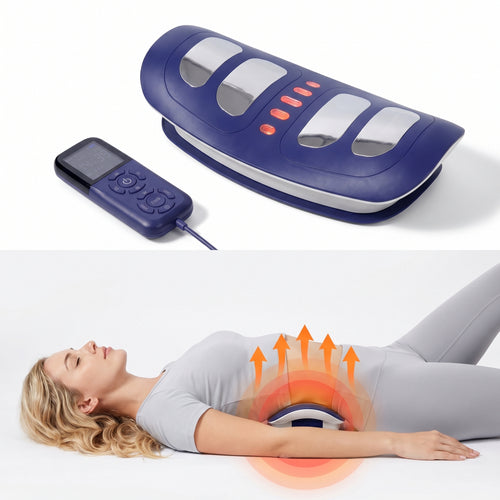 5-in-1 Electric Lumbar Massager — 4-Zone EMS, Airbag Traction, Heat Therapy, Vibration & Smart Timer | Rechargeable Spine Decompression Device