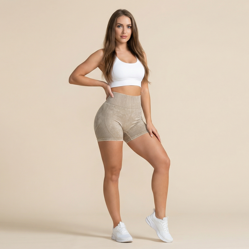 High-waisted Hip-lifting Fitness Pants Solid Color Quick-drying Tight Running Sports Yoga Shorts Women