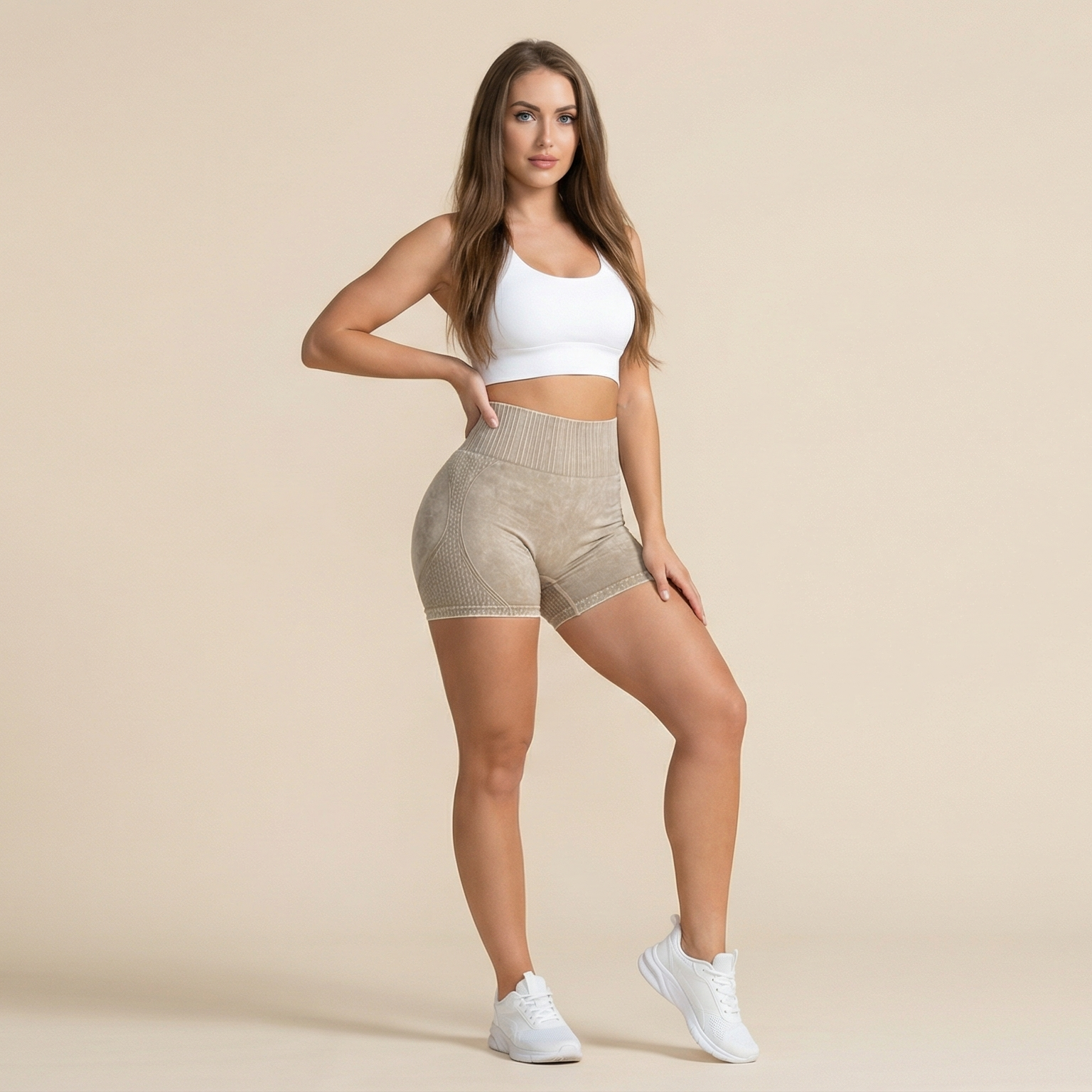 High-waisted Hip-lifting Fitness Pants Solid Color Quick-drying Tight Running Sports Yoga Shorts Women