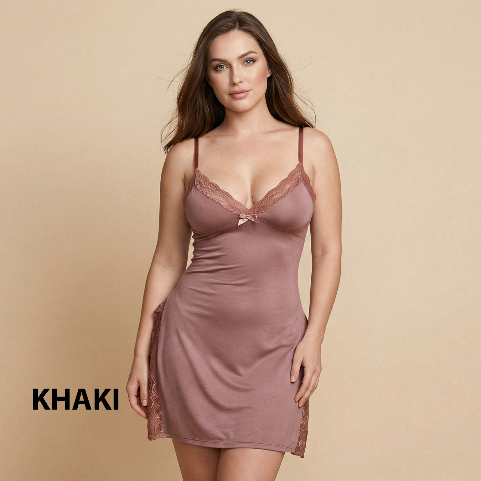 Spaghetti Strap Soft Lace Trim Premium Nightgown