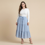 European And American Solid Color Stitching Ruffle Elastic Pocket Skirt