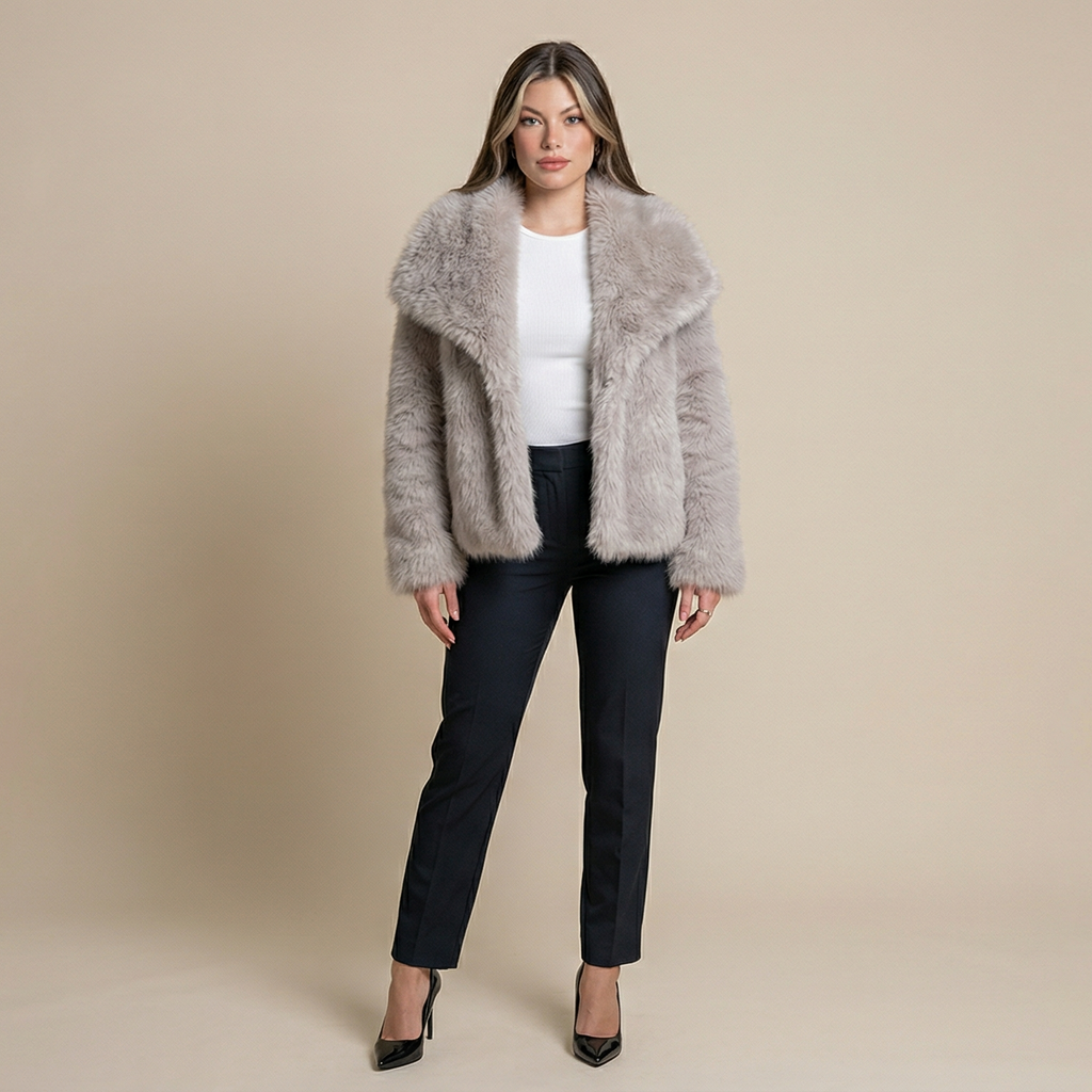 Winter Plush Coat Fashion Warm Thicken Fluffy Lapel Jacket Outwear Casual Long Sleeve Tops Womens Clothing