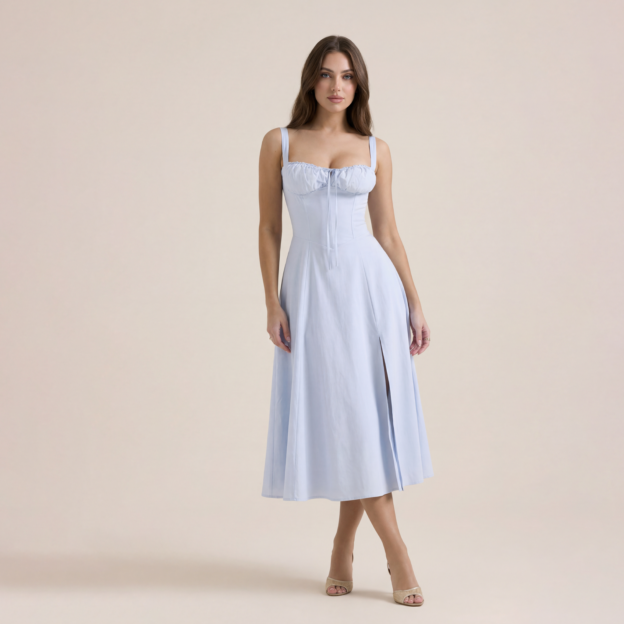 Mid-length Corset Elegant Slit Lace-up Women's Outing Leisure Dress