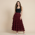 Layered Ruffles Cake Skirt Summer Fashion A Line Swing Mesh Long Skirt Party Dress Women
