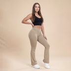 Women's High Waist Ruched Flare Leg Sports Groove Leggings