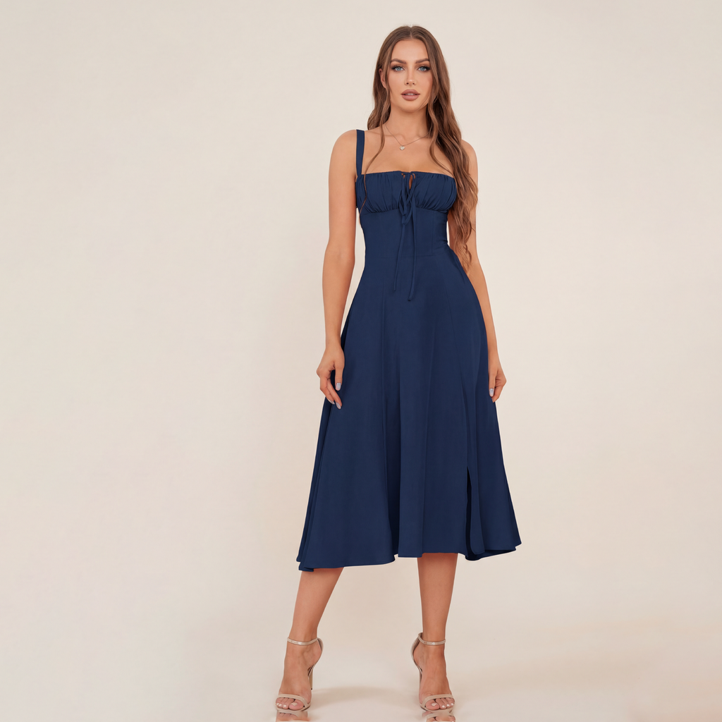 Mid-length Corset Elegant Slit Lace-up Women's Outing Leisure Dress