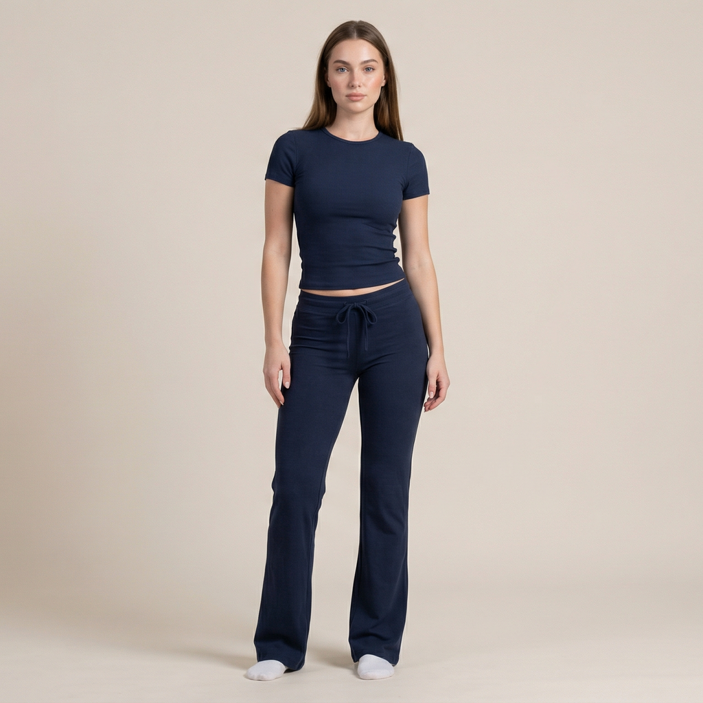 Casual Suit Short Sleeve Top And Trousers Homewear
