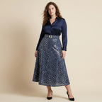 Women's Mid Length Embroidered Denim Skirt