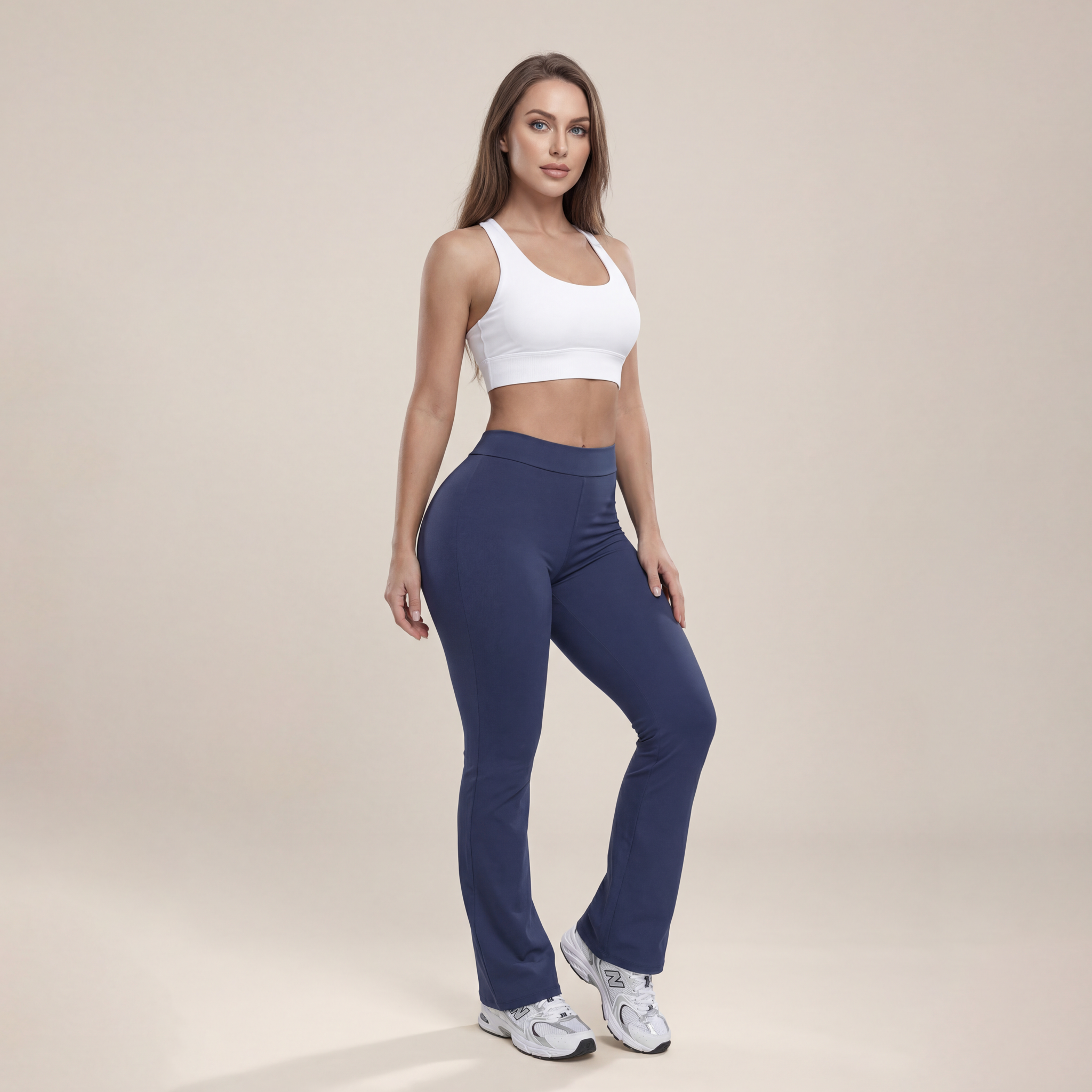 Women's High Waist Ruched Flare Leg Sports Groove Leggings