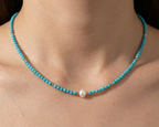 Natural Pearl And Turquoise Bead Bracelet Necklace