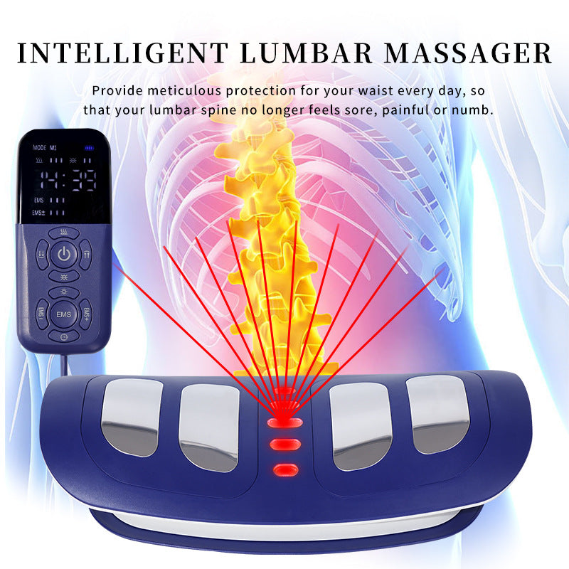 5-in-1 Electric Lumbar Massager — 4-Zone EMS, Airbag Traction, Heat Therapy, Vibration & Smart Timer | Rechargeable Spine Decompression Device