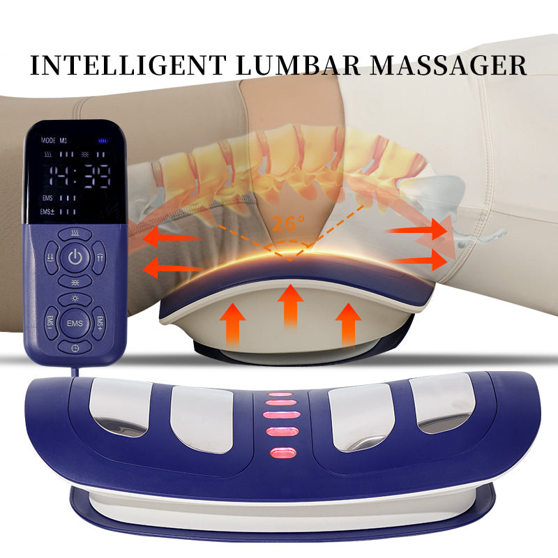 5-in-1 Electric Lumbar Massager — 4-Zone EMS, Airbag Traction, Heat Therapy, Vibration & Smart Timer | Rechargeable Spine Decompression Device