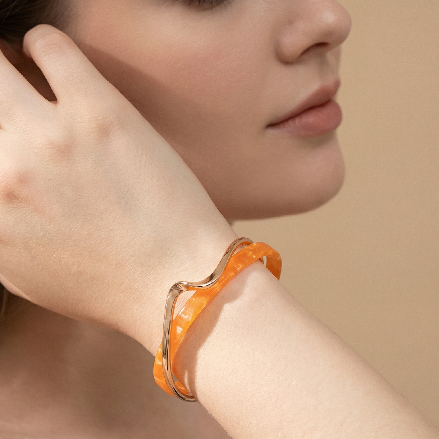 Light-luxury Panel Curved Metal-textured Korean-style Trendy Social Media Worthy Jewelry